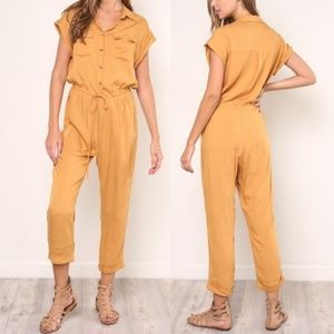 LULU'S Shela Button-up Drawstring Jumpsuit NWT